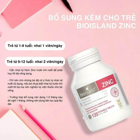  Viên uống bổ sung kẽm Bio island Zinc NK cho bé 120 viên 1Y+ 