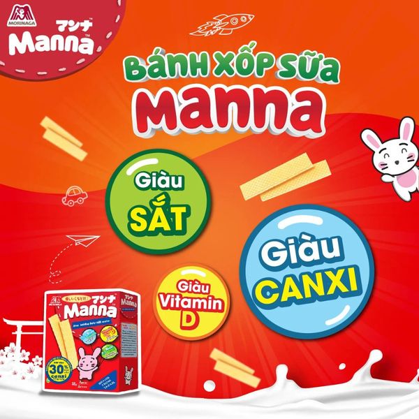 Bánh xốp sữa Manna hương dâu 30g 6M+