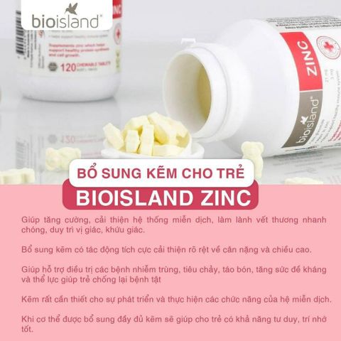  Viên uống bổ sung kẽm Bio island Zinc NK cho bé 120 viên 1Y+ 