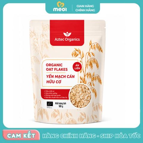  Yến mạch cán hữu cơ Aztec Organics 180gr 6M+ 