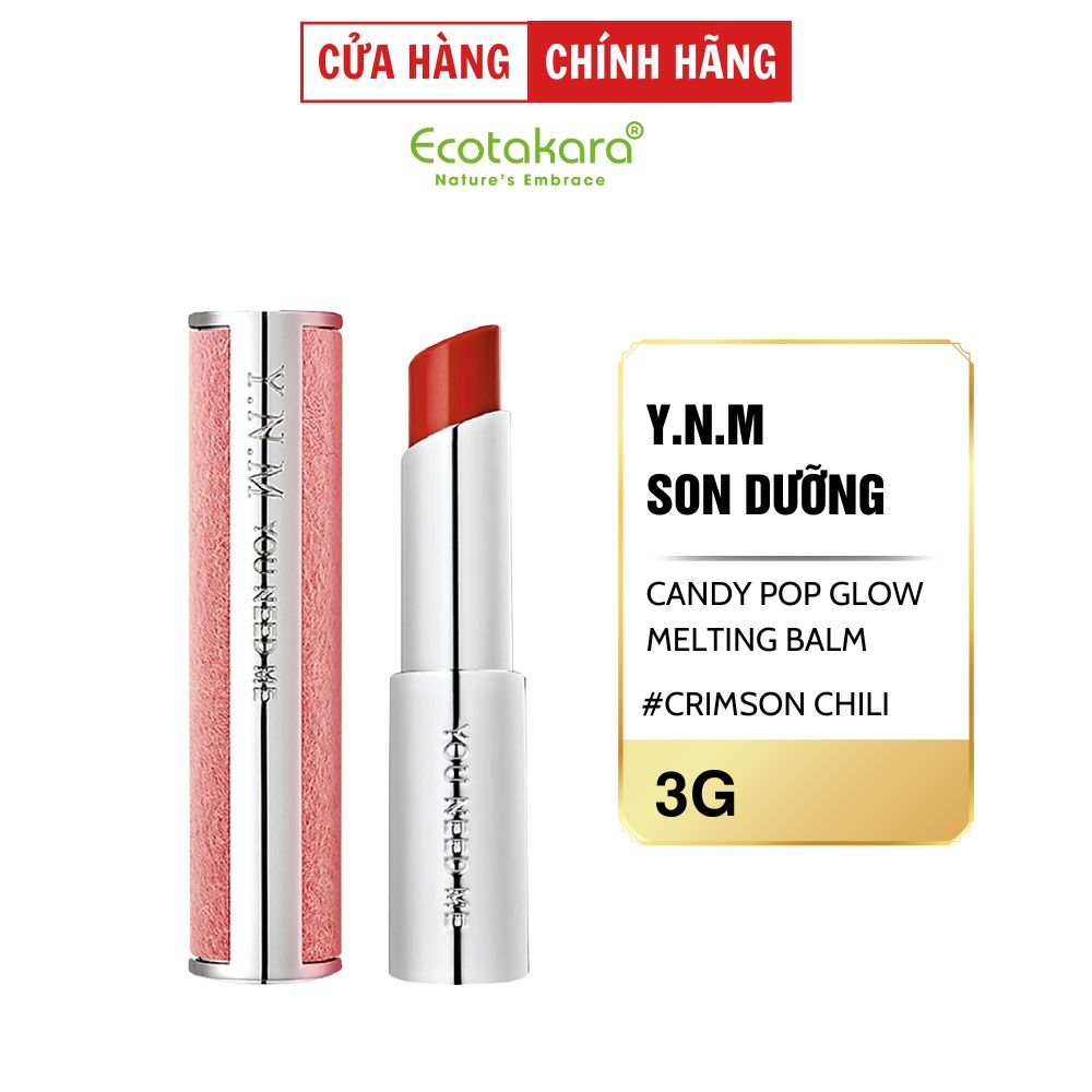 Son dưỡng có màu Hàn Quốc Y.N.M Candy Pop Glow Melting Balm 3g #Crimson Chili/ Đỏ đô