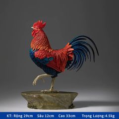 Tượng Đồng Gà Trống Tả Thực - May Mắn Vào Nhà