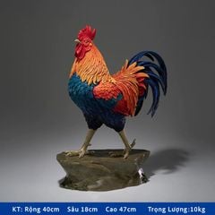 Tượng Đồng Gà Trống Tả Thực - May Mắn Vào Nhà