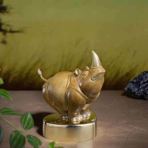 Tượng Đồng Cao Cấp - Tê Giác Sừng Vàng