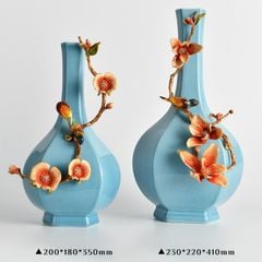 Trang Trí Để Bàn - Bình Hoa Gốm Sứ Men Lam Ngọc