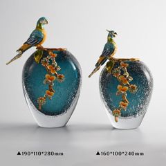 Trang Trí Để Bàn - Bình Hoa Thủy Tinh Chim Vẹt