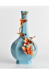 Trang Trí Để Bàn - Bình Hoa Gốm Sứ Men Lam Ngọc