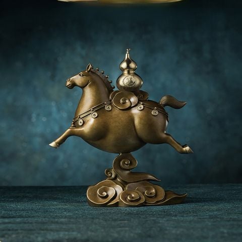 Tượng Đồng Phong Thủy - Tượng Ngựa Phi Vân Cưỡi Mây Cõng Hồ Lô