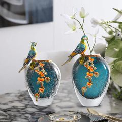 Trang Trí Để Bàn - Bình Hoa Thủy Tinh Chim Vẹt