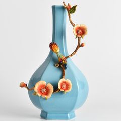 Trang Trí Để Bàn - Bình Hoa Gốm Sứ Men Lam Ngọc