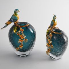 Trang Trí Để Bàn - Bình Hoa Thủy Tinh Chim Vẹt