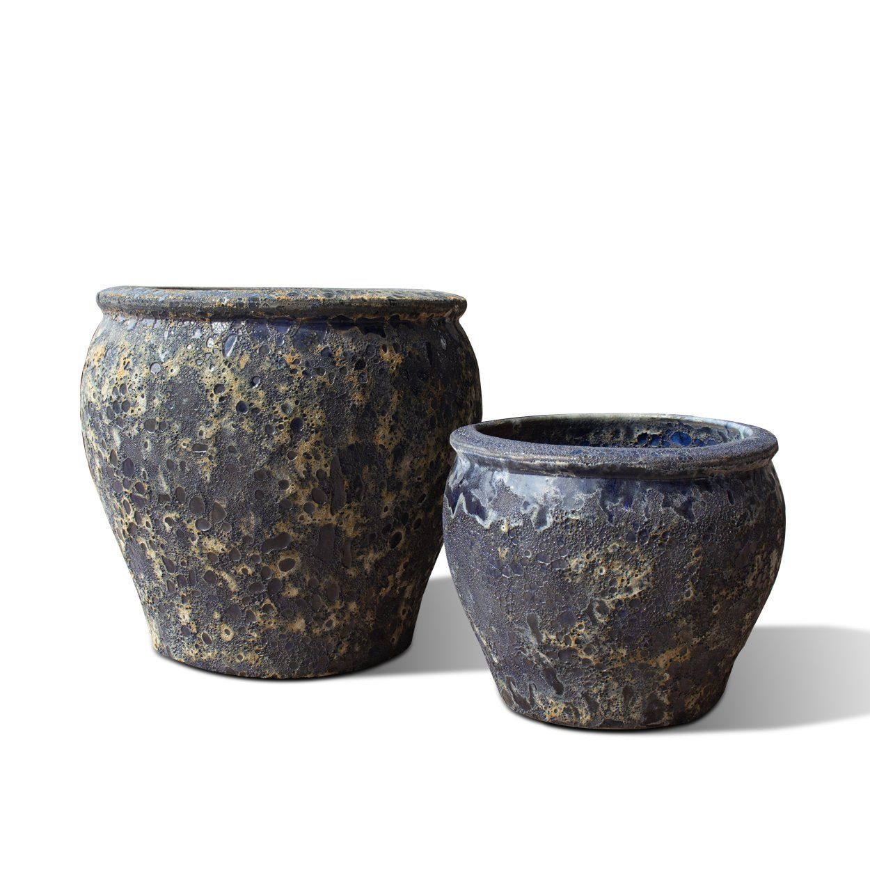  Ceramic Planter with Textured Blue Glaze Finish |  AUV123 