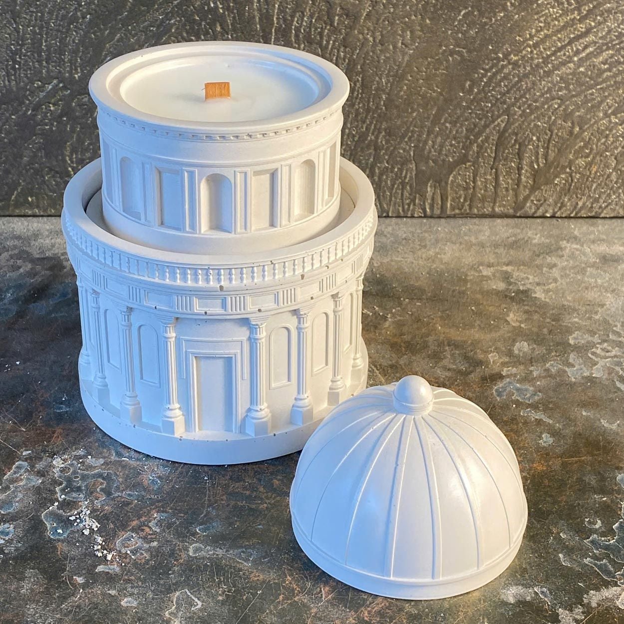  Architectural Dome Cement Candle Jar with Lid | AUC003 