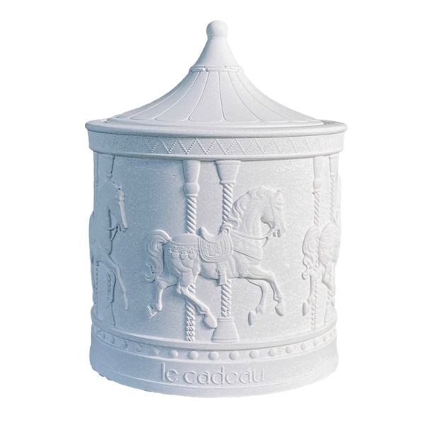  Carousel-Relief Cement Candle Jar with Lid | AUC002 