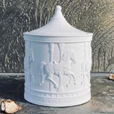  Carousel-Relief Cement Candle Jar with Lid | AUC002 