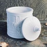 Carousel-Relief Cement Candle Jar with Lid | AUC002 