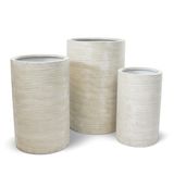  Cream Striated Cylinder Fiberstone Planter | AUFS181 