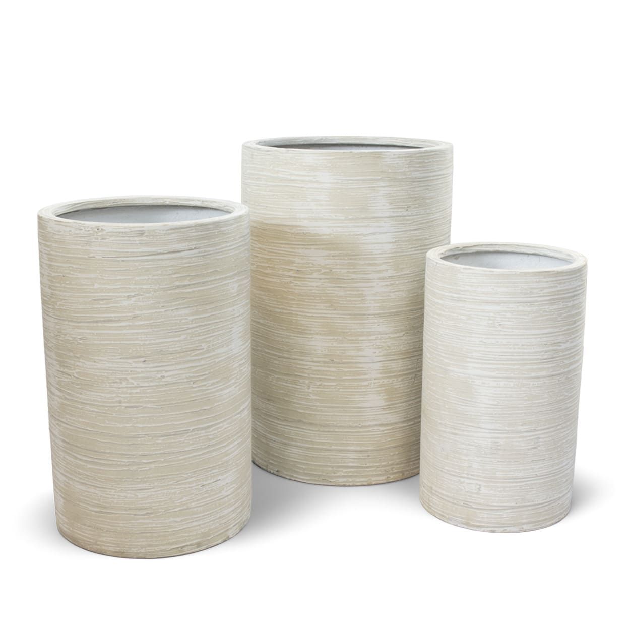  Cream Striated Cylinder Fiberstone Planter | AUFS181 
