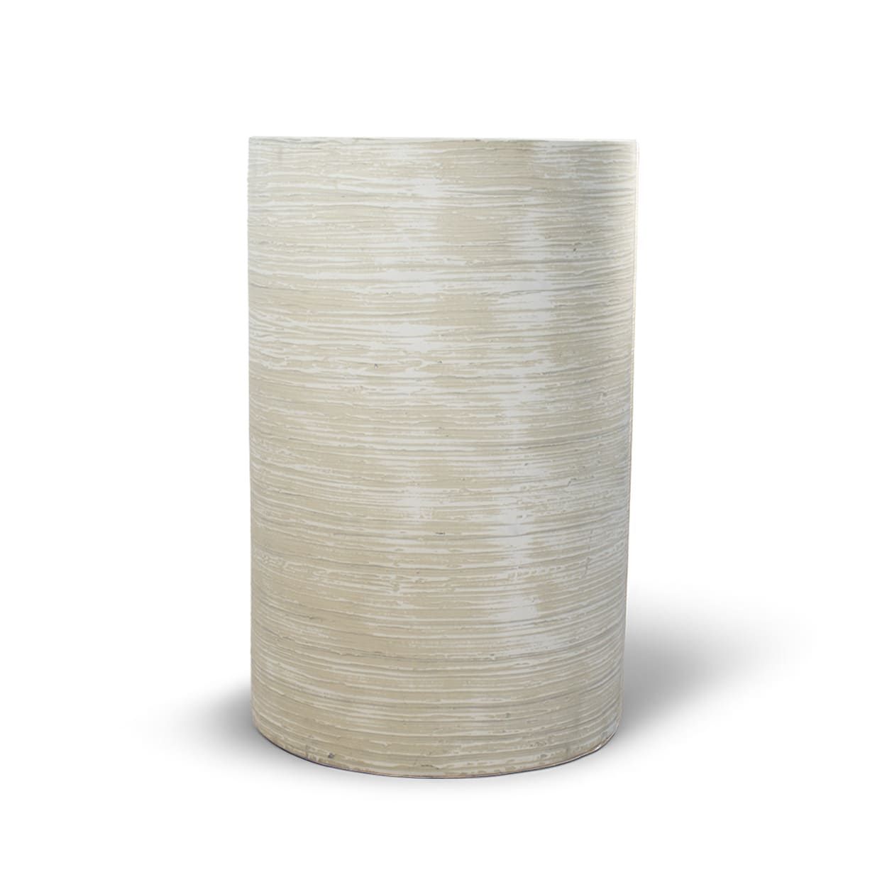  Cream Striated Cylinder Fiberstone Planter | AUFS181 