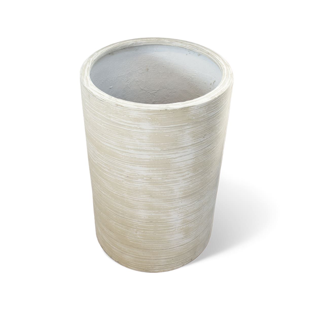  Cream Striated Cylinder Fiberstone Planter | AUFS181 