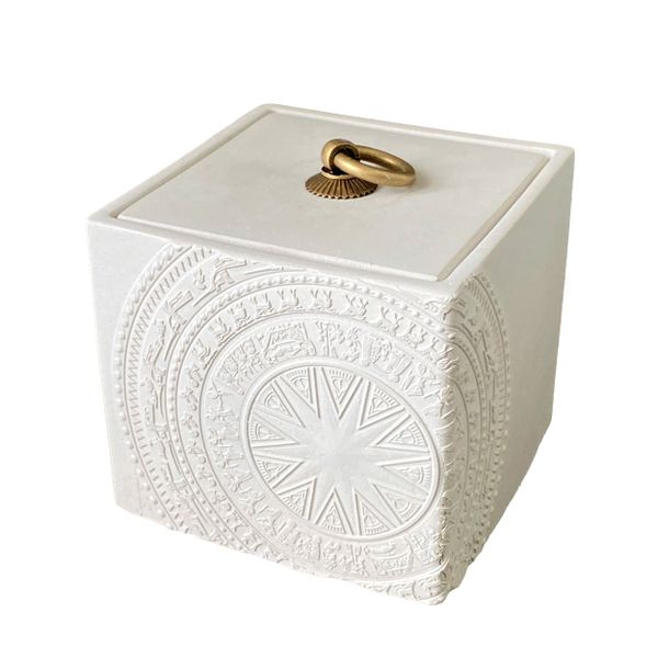  Dong Son Drum Relief Cement Candle Jar with Lid | AUC004 