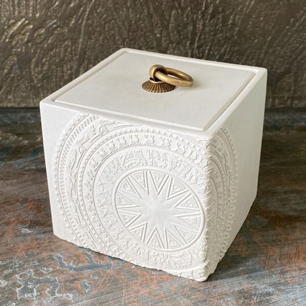  Dong Son Drum Relief Cement Candle Jar with Lid | AUC004 