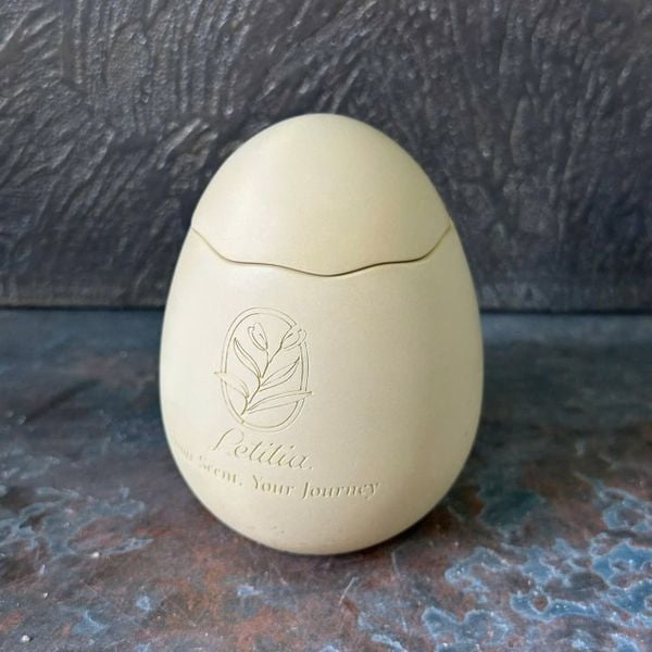  Egg-Shaped Cement Candle Jar with Lid | AUC001 