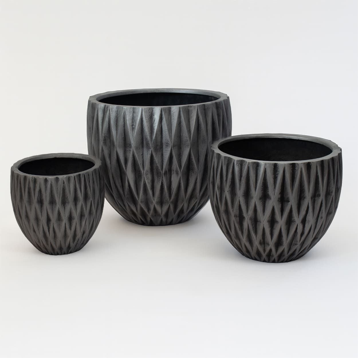  Fiberstone Diamond Texture Bowl Planter | AUFS137 