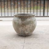  Rustic Round Ceramic Planter with Antique Finish | AUV117 