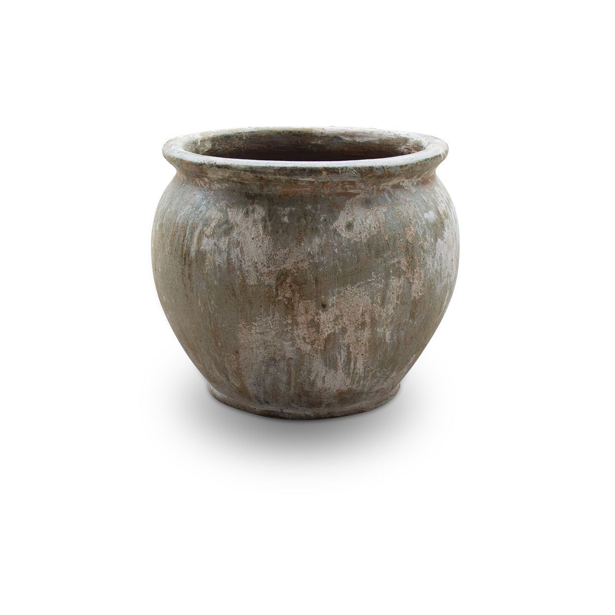  Rustic Round Ceramic Planter with Antique Finish | AUV117 