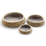  Low Round Ceramic Bowl Planter with Rustic Finish | AUV118 