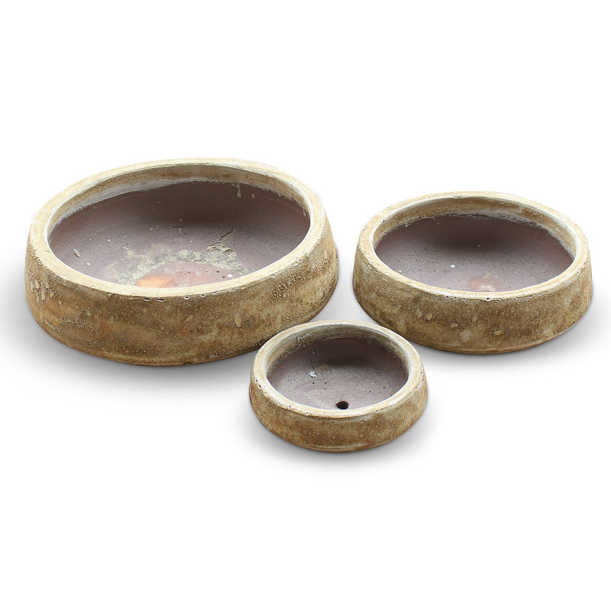  Low Round Ceramic Bowl Planter with Rustic Finish | AUV118 