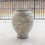  Textured Ceramic Ribbed Planter with Antique Finish | AUV120 