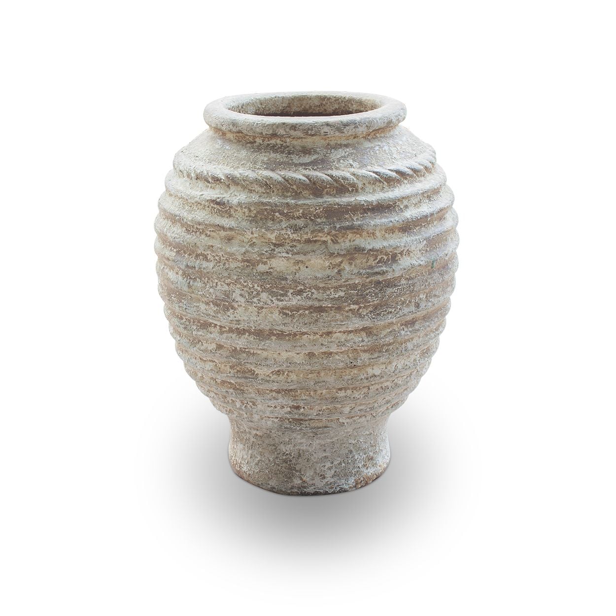  Textured Ceramic Ribbed Planter with Antique Finish | AUV120 