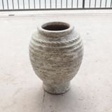  Textured Ceramic Ribbed Planter with Antique Finish | AUV120 