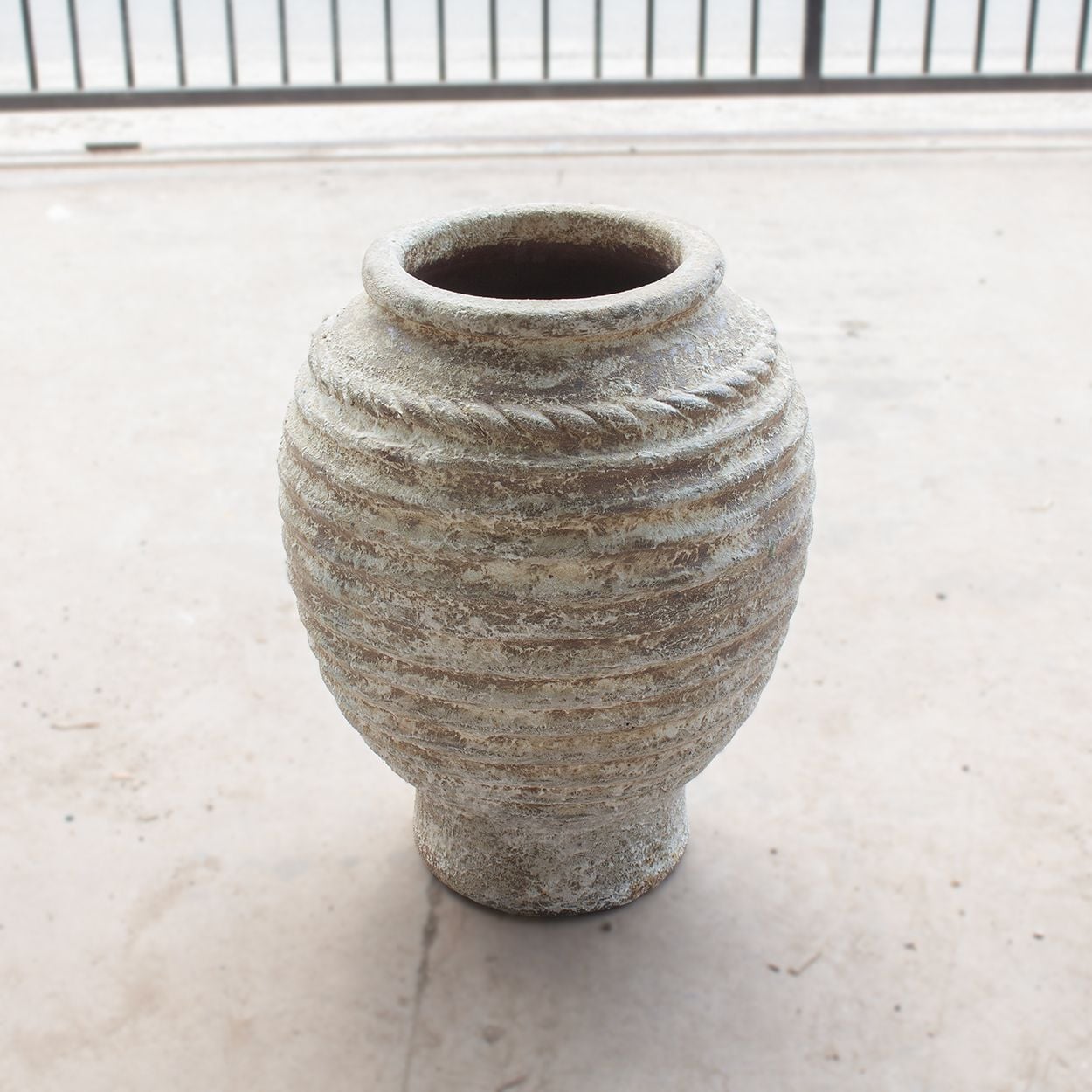  Textured Ceramic Ribbed Planter with Antique Finish | AUV120 