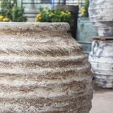  Textured Ceramic Ribbed Planter with Antique Finish | AUV120 