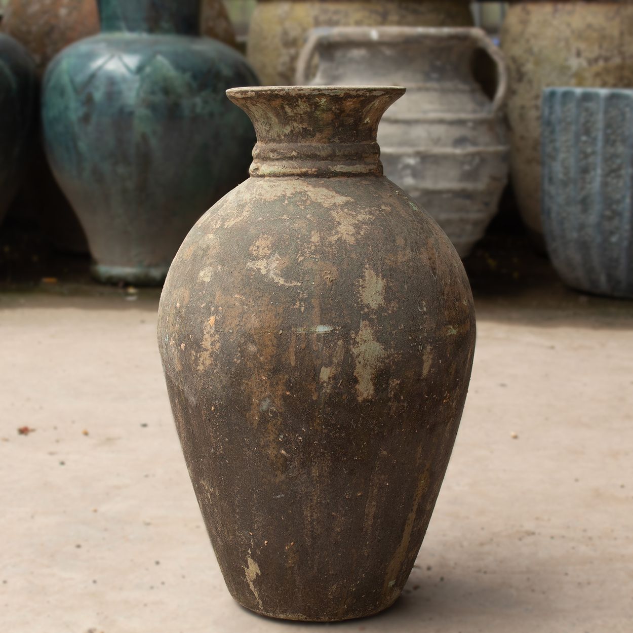  Tall Rustic Ceramic Vase with Antique Finish | AUV122 