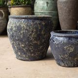  Ceramic Planter with Textured Blue Glaze Finish |  AUV123 