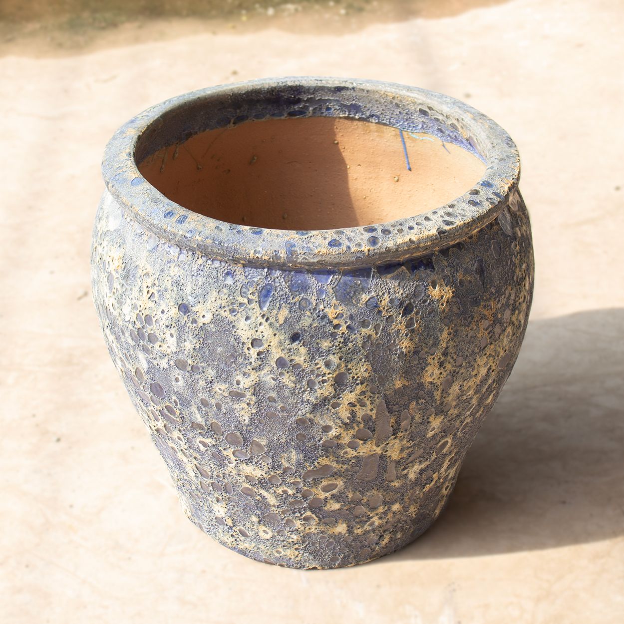  Ceramic Planter with Textured Blue Glaze Finish |  AUV123 