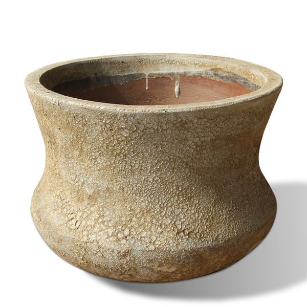  Ceramic Planter with Wide Flared Rim and Textured Antique Finish | AUV124 