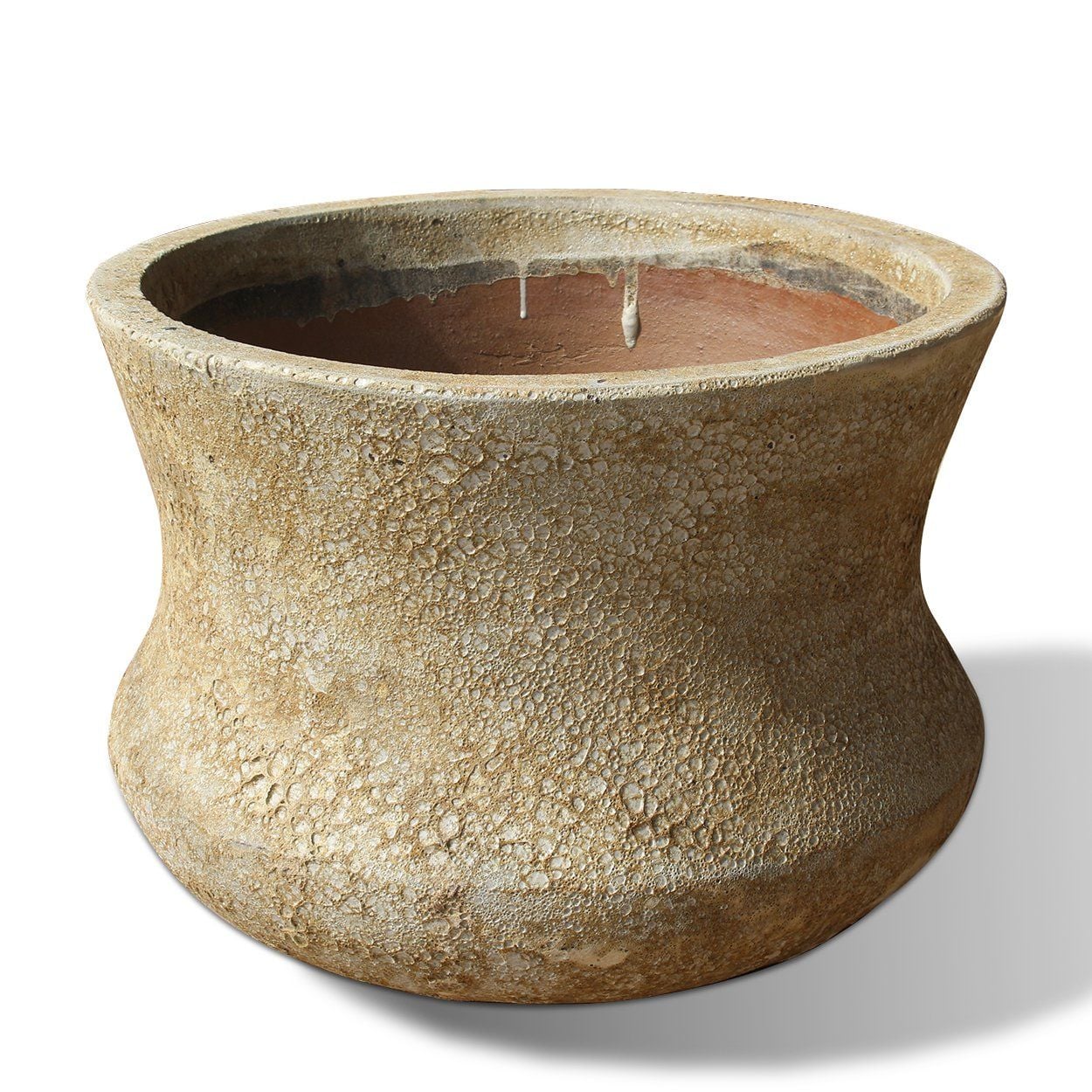  Ceramic Planter with Wide Flared Rim and Textured Antique Finish | AUV124 