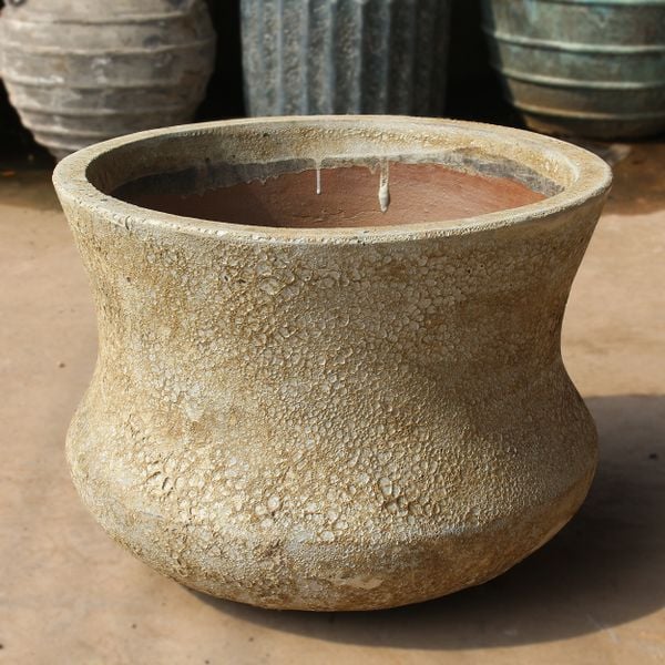  Ceramic Planter with Wide Flared Rim and Textured Antique Finish | AUV124 