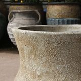  Ceramic Planter with Wide Flared Rim and Textured Antique Finish | AUV124 