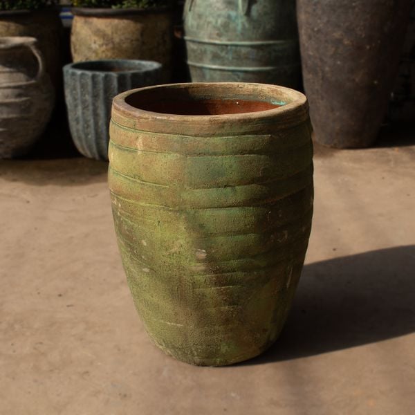  Ceramic Planter with Rustic Green Patina Finish | AUV125 