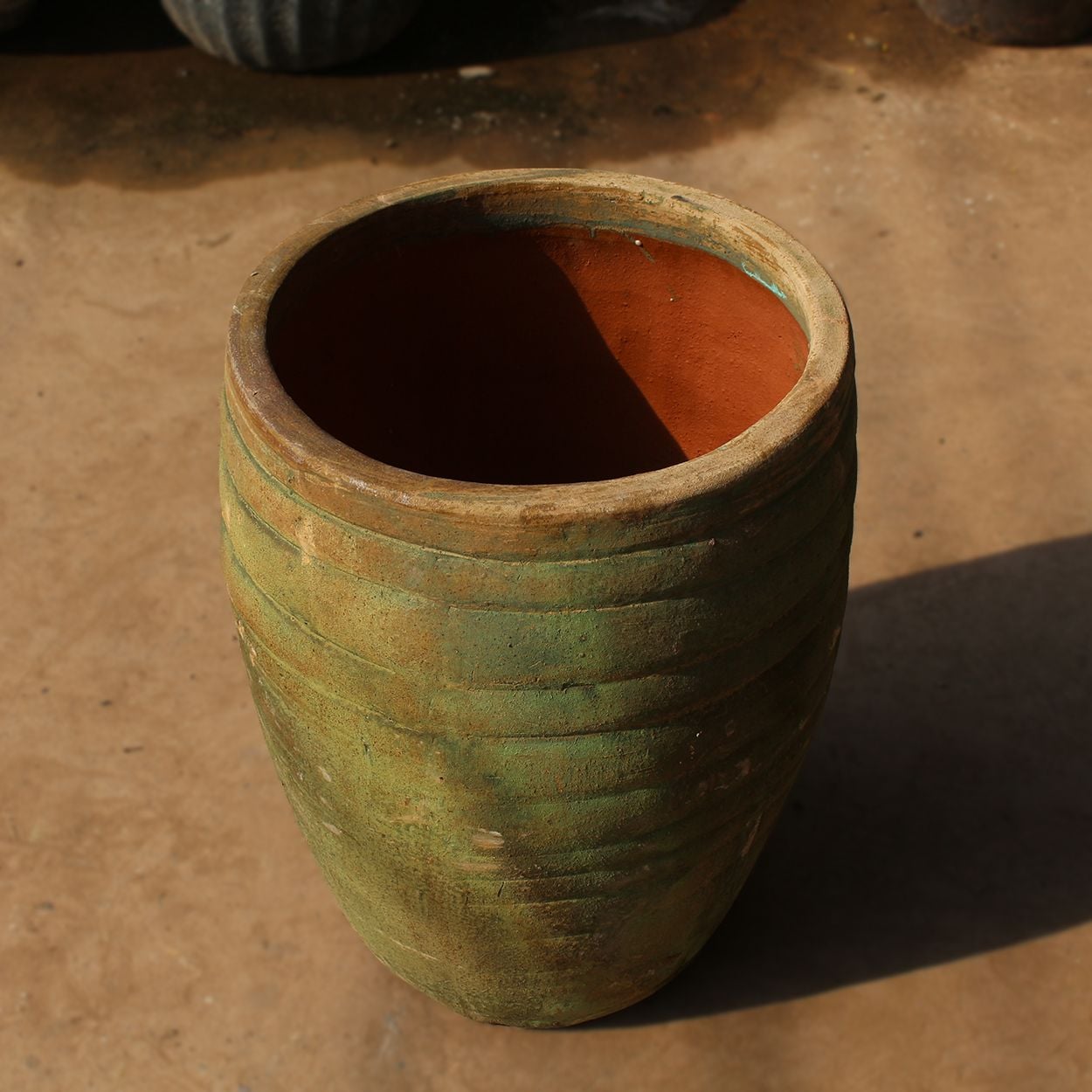  Ceramic Planter with Rustic Green Patina Finish | AUV125 