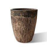  Ceramic Planter with Lava Glaze and Wood Texture Finish | AUD107 