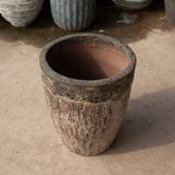  Ceramic Planter with Lava Glaze and Wood Texture Finish | AUD107 
