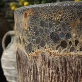  Ceramic Planter with Lava Glaze and Wood Texture Finish | AUD107 