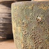  Textured Oval Ceramic Planter with Rustic Green Lava Finish |  AUV126 